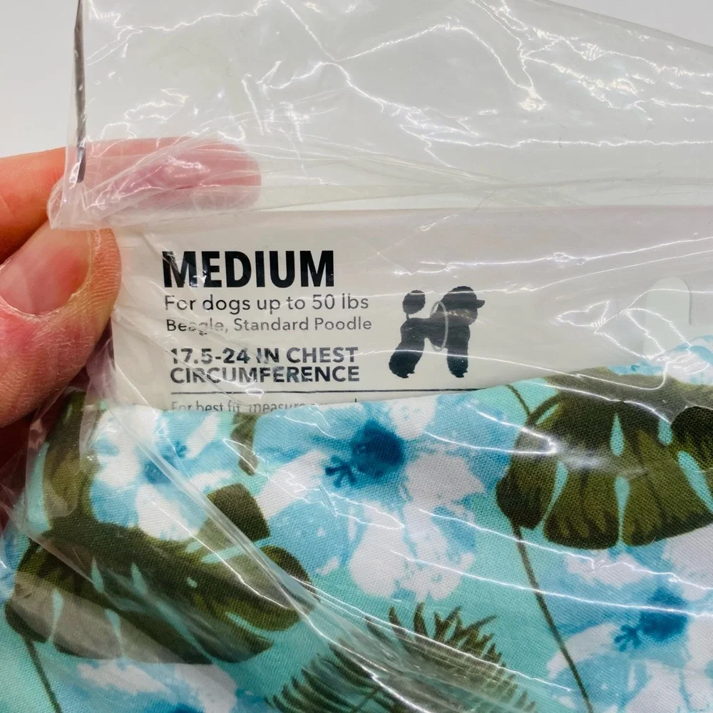 NWT Vibrant Life Dog Harness Hawaiian Shirt Print Blue Green AiWs XS, S or Med.